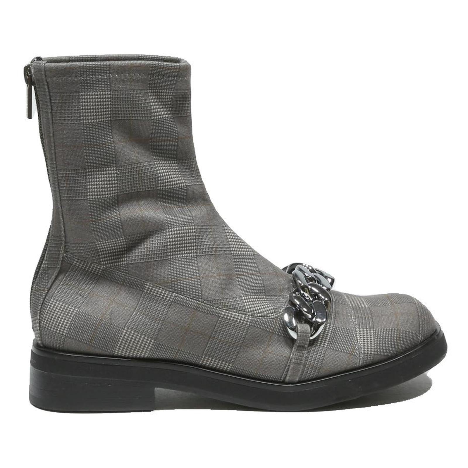 CHARLES & KEITH Womens Ankle Boots Grey Check Synthetic UK 6 Fashion Chain