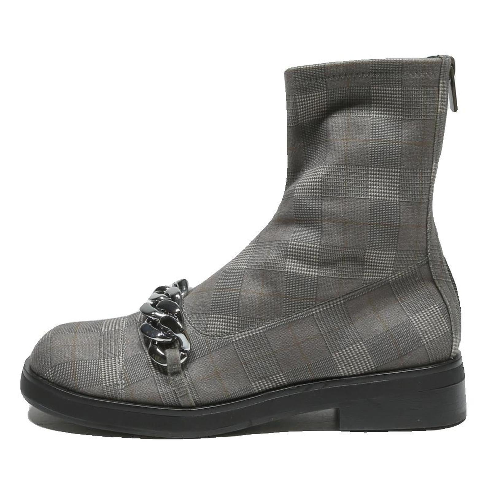 CHARLES & KEITH Womens Ankle Boots Grey Check Synthetic UK 6 Fashion Chain