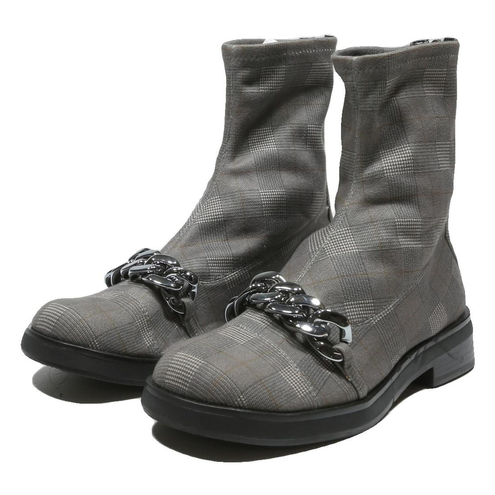 CHARLES & KEITH Womens Ankle Boots Grey Check Synthetic UK 6 Fashion Chain