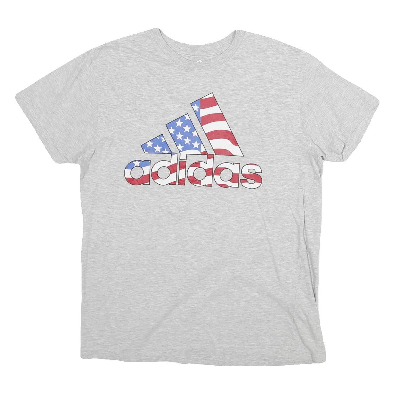 ADIDAS Mens Grey USA Flag Graphic T-Shirt M Short Sleeve Crew Neck Casual