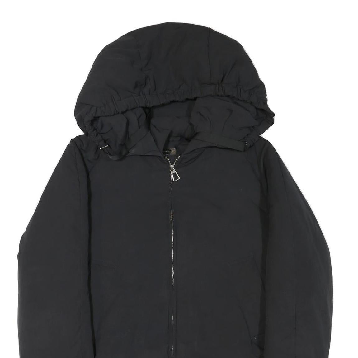 ZARA WOMAN Womens Black Hooded Jacket S Polyester Blend Zip Plain Casual