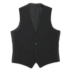 Mens Black Classic Vest XS Polyester Button Jacket Plain Formal Waistcoat