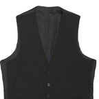 Mens Black Classic Vest XS Polyester Button Jacket Plain Formal Waistcoat