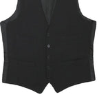 Mens Black Classic Vest XS Polyester Button Jacket Plain Formal Waistcoat