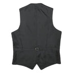 Mens Black Classic Vest XS Polyester Button Jacket Plain Formal Waistcoat