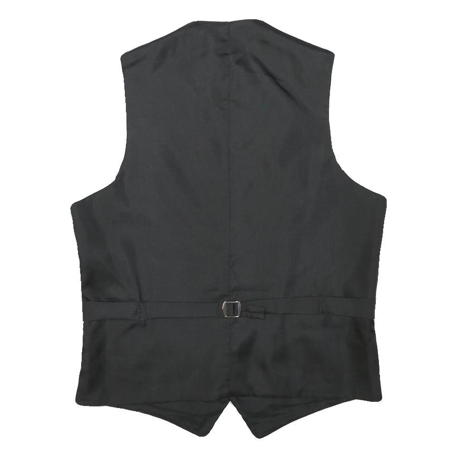 Mens Black Classic Vest XS Polyester Button Jacket Plain Formal Waistcoat