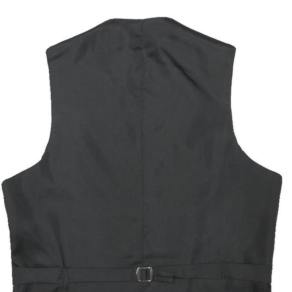 Mens Black Classic Vest XS Polyester Button Jacket Plain Formal Waistcoat