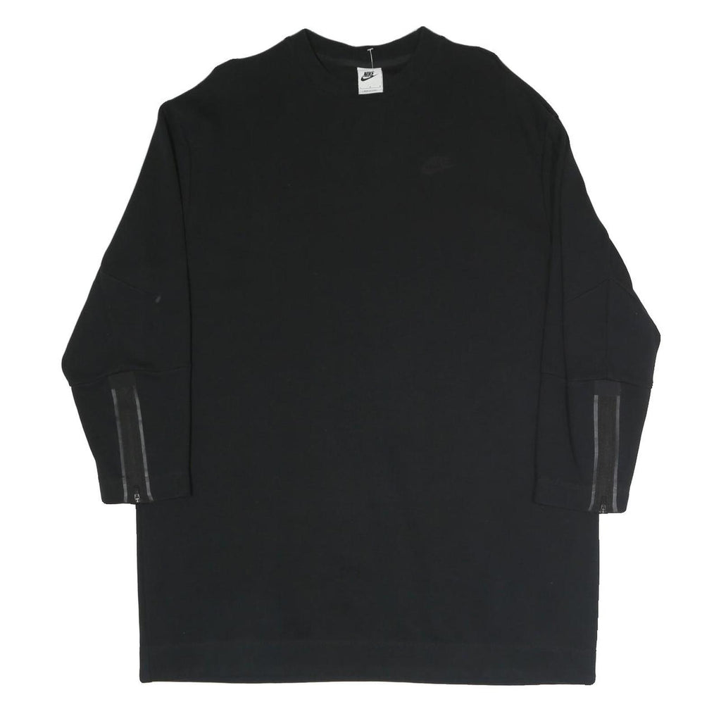 NIKE Womens Black Day Cotton Blend T-Shirt Dress Long Sleeve L Casual Sportswear