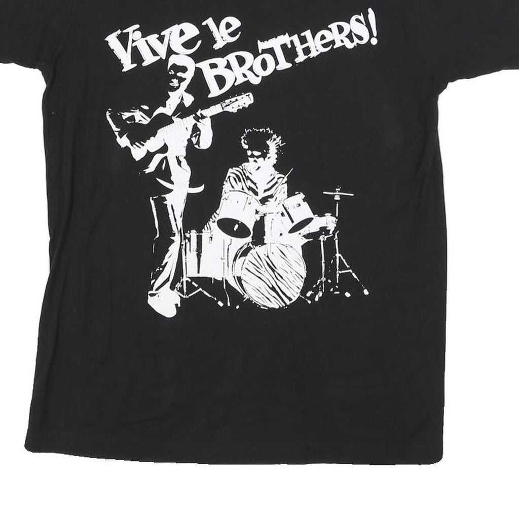 TULTEX Mens Black Vive Le Brothers Graphic T-Shirt S Short Sleeve Crew Neck