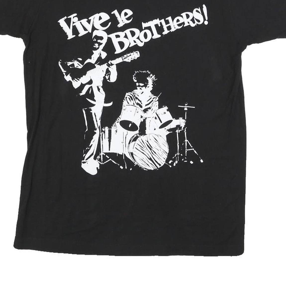 TULTEX Mens Black Vive Le Brothers Graphic T-Shirt S Short Sleeve Crew Neck