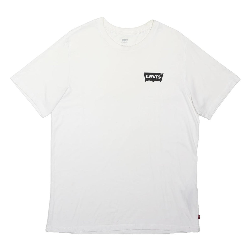 LEVI'S Mens White Graphic T-Shirt L Short Sleeve Crew Neck Cotton Blend Casual