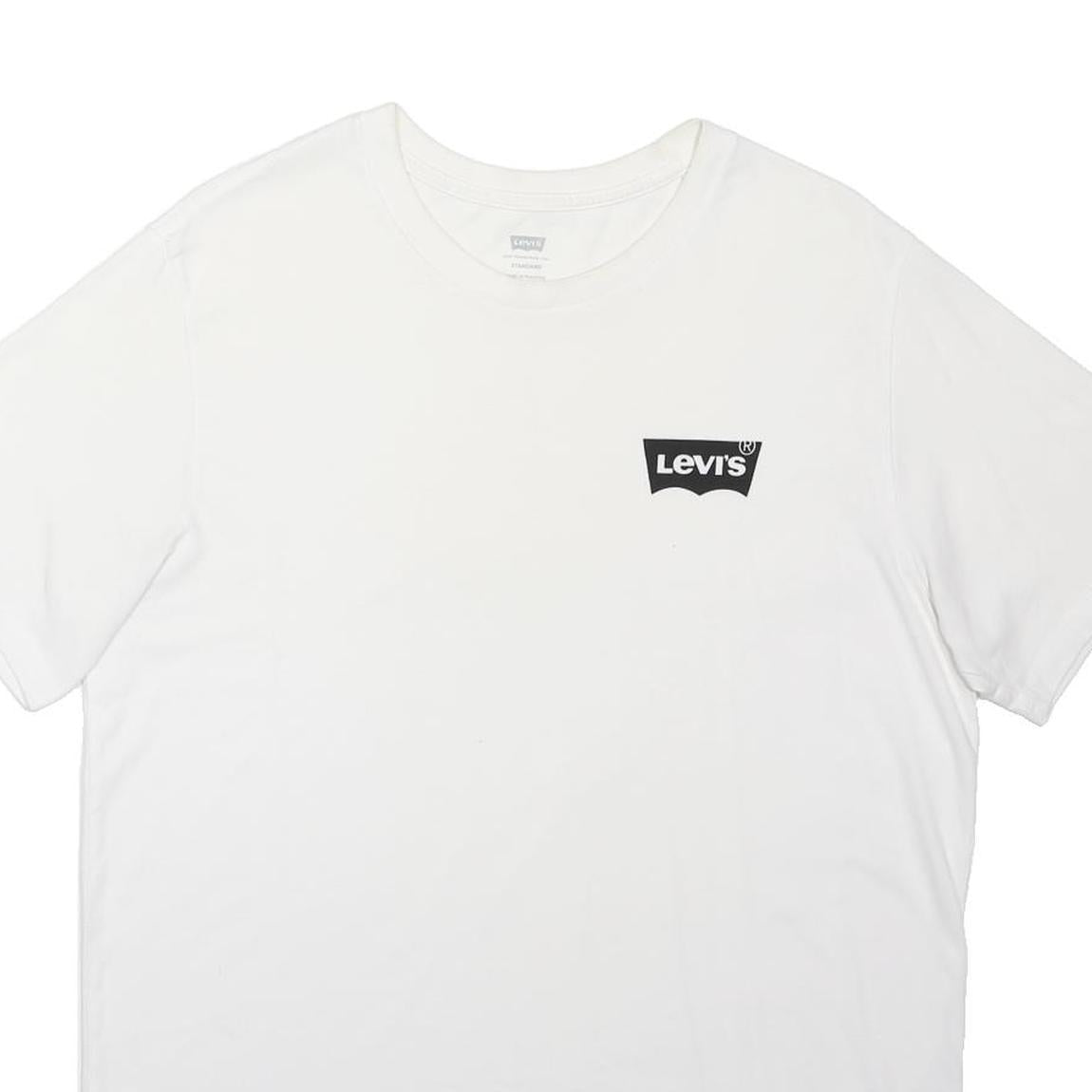 LEVI'S Mens White Graphic T-Shirt L Short Sleeve Crew Neck Cotton Blend Casual
