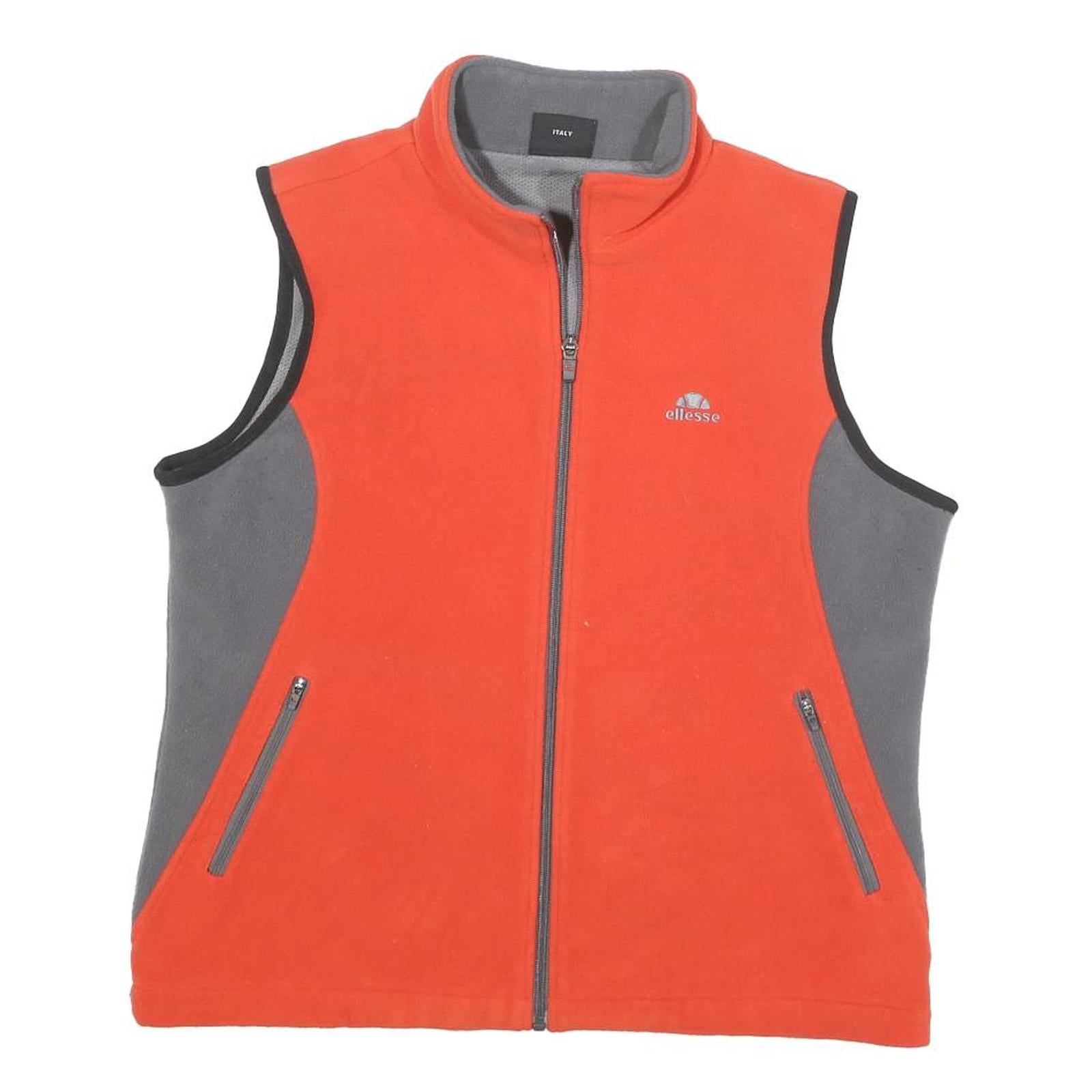 ELLESSE Womens Orange & Grey Slim Fleece Zip Jacket XS Polyester Blend Outdoor