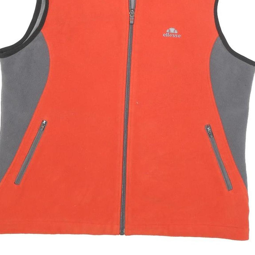 ELLESSE Womens Orange & Grey Slim Fleece Zip Jacket XS Polyester Blend Outdoor