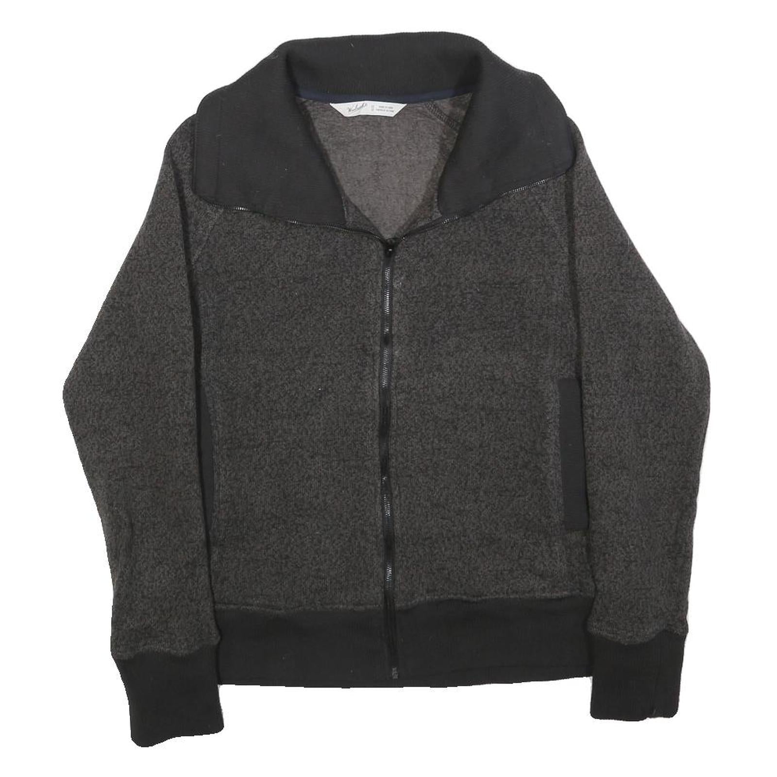 WOOLRICH Womens Grey & Black Zip Jacket M Polyester Casual Outerwear