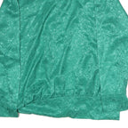 TRU Womens Green Printed Silk Long Sleeve Round Neck Top M Elegant Design