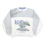 WALLEES Mens White & Grey Ice Silver Crew Neck S Sweatshirt Cotton Blend Casual