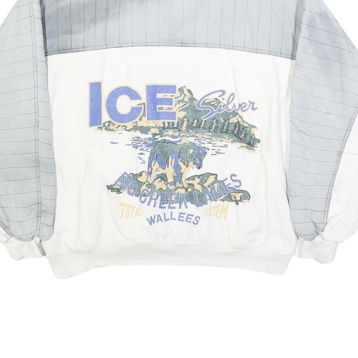 WALLEES Mens White & Grey Ice Silver Crew Neck S Sweatshirt Cotton Blend Casual