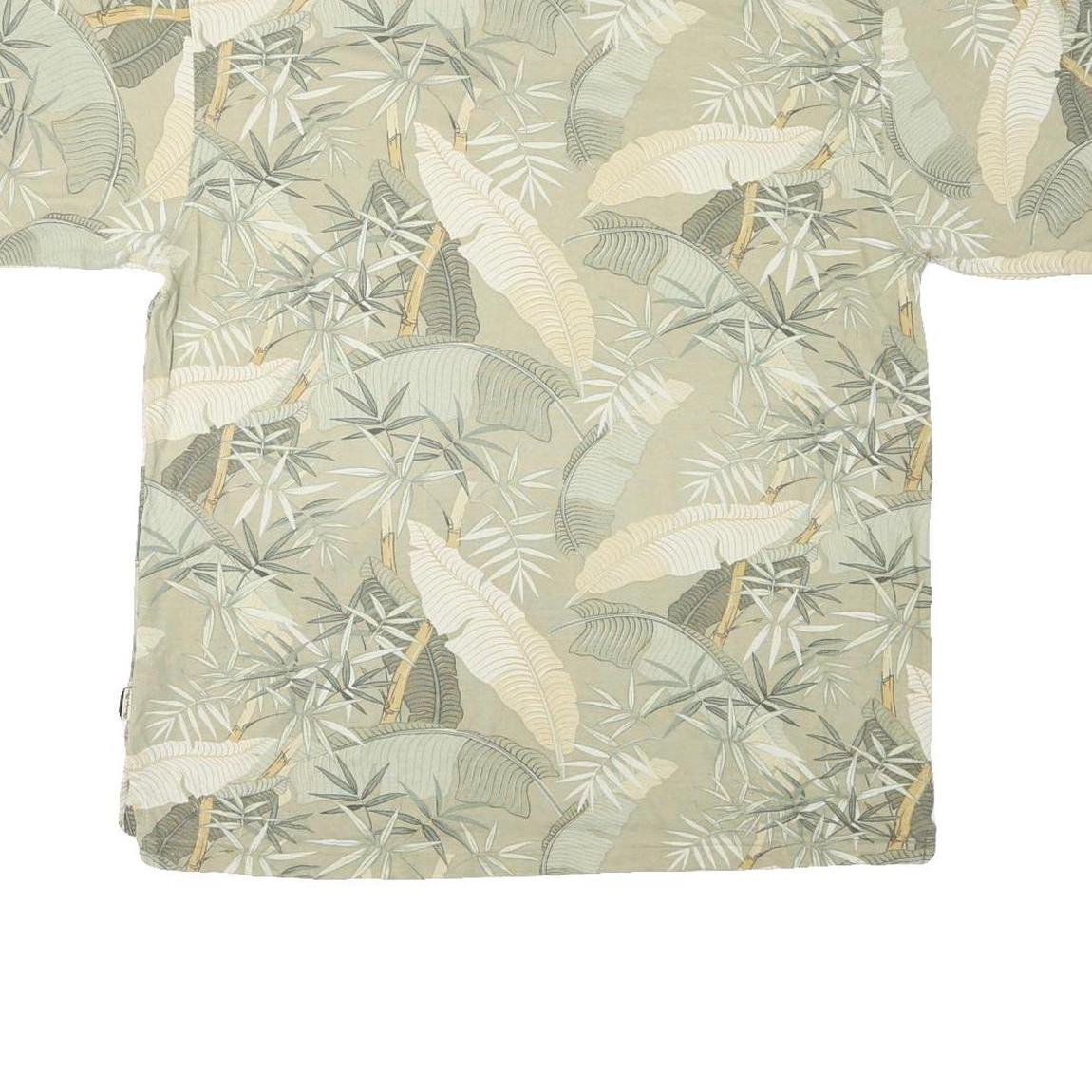 MONTEGO MON Mens Beige Green Floral Short Sleeve Polo Shirt L Cotton Blend