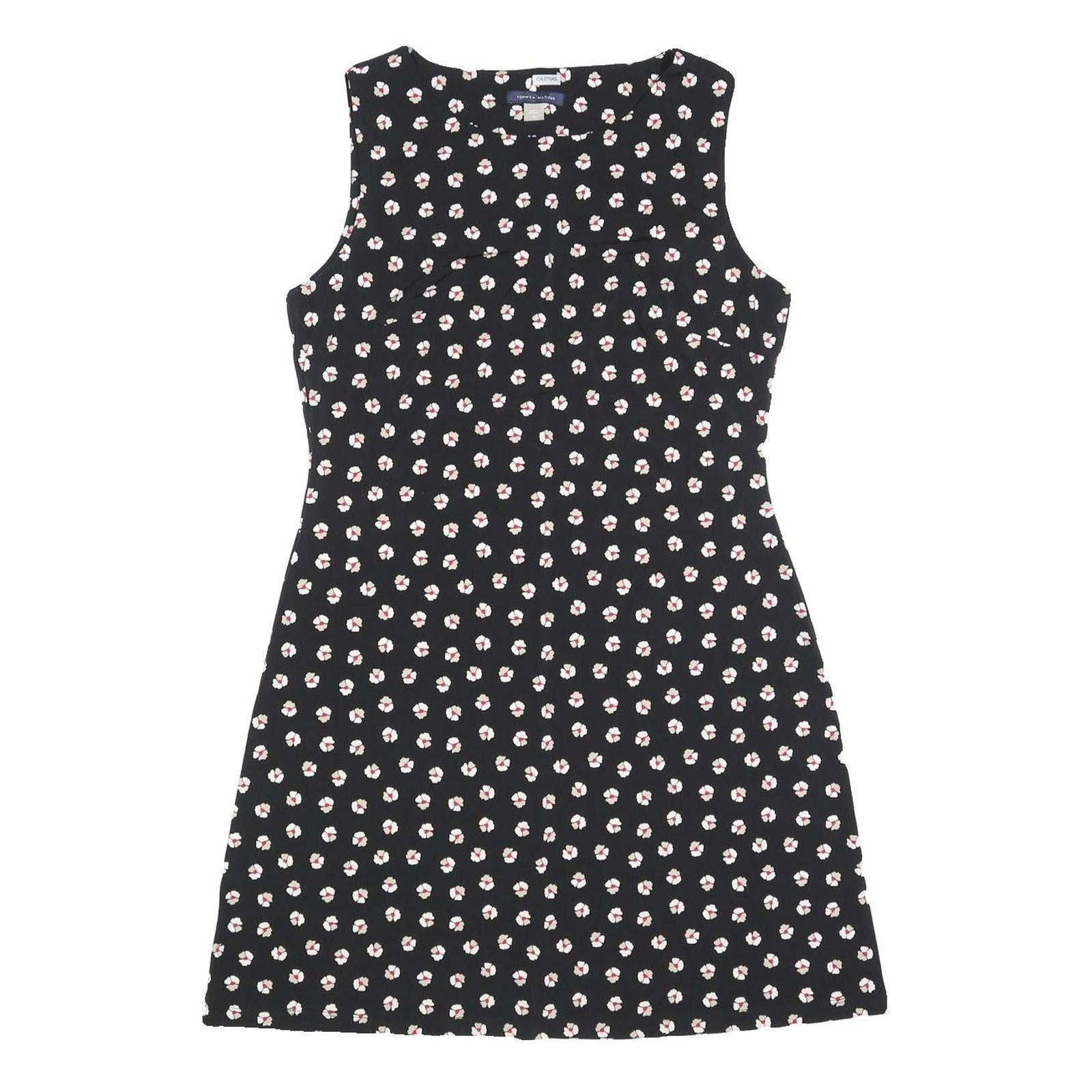 TOMMY HILFIGER Womens Black Floral Sleeveless Day Dress Polyester Blend M