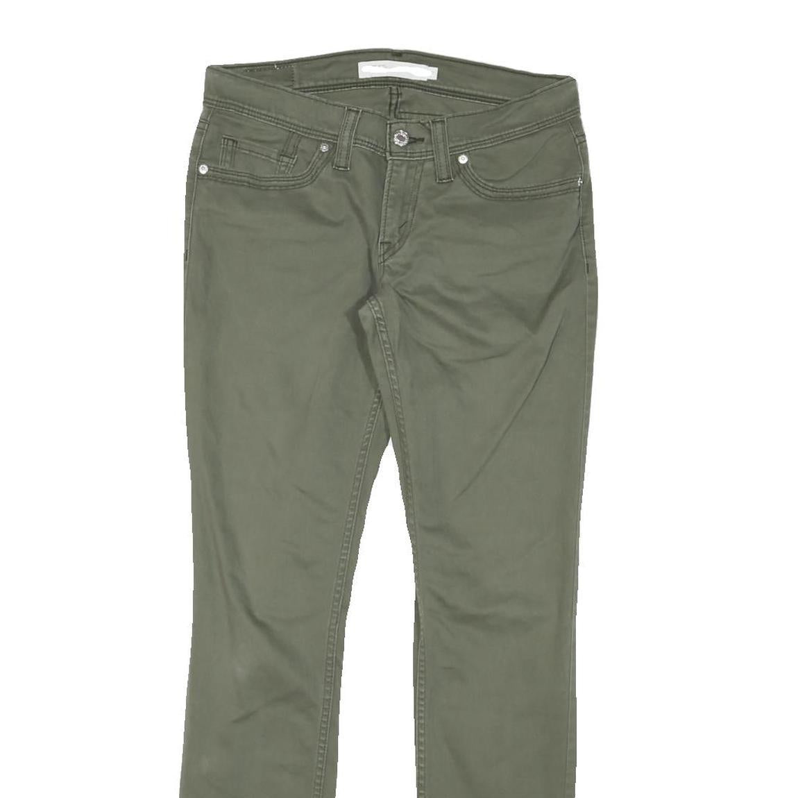 LEVI'S Womens Cotton Blend Slim Green Trousers W30 L30 Casual Zip Closure