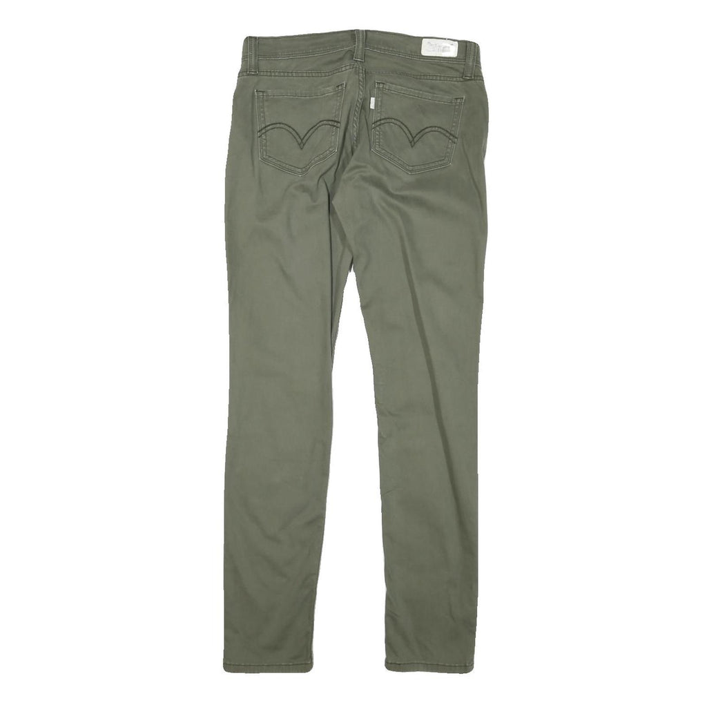 LEVI'S Womens Cotton Blend Slim Green Trousers W30 L30 Casual Zip Closure