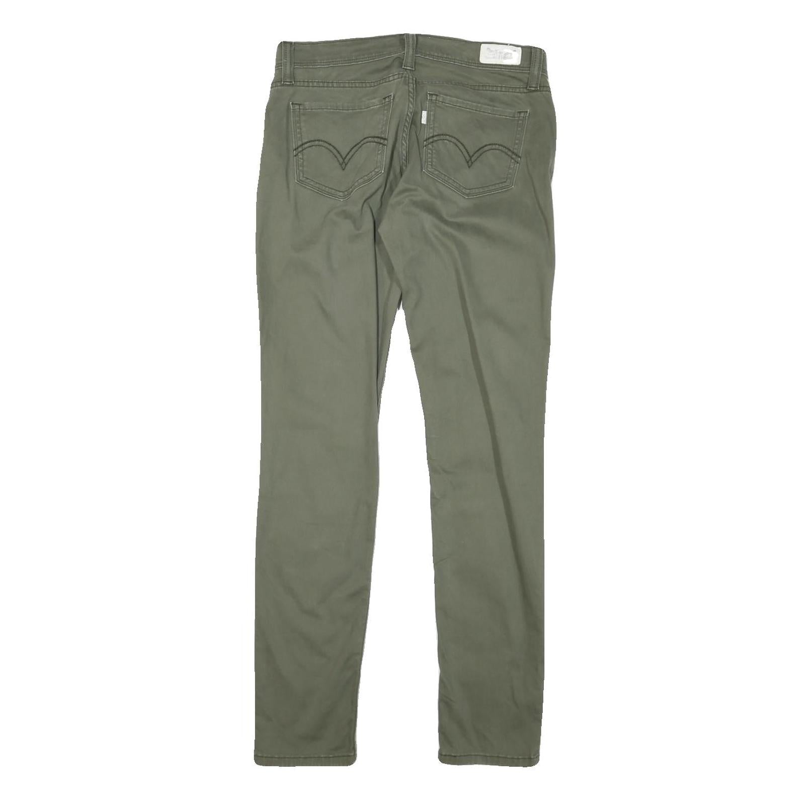 LEVI'S Womens Cotton Blend Slim Green Trousers W30 L30 Casual Zip Closure