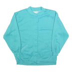 BLAIR Womens Blue Button Neck S Sweatshirt Cotton Blend Casual Comfort