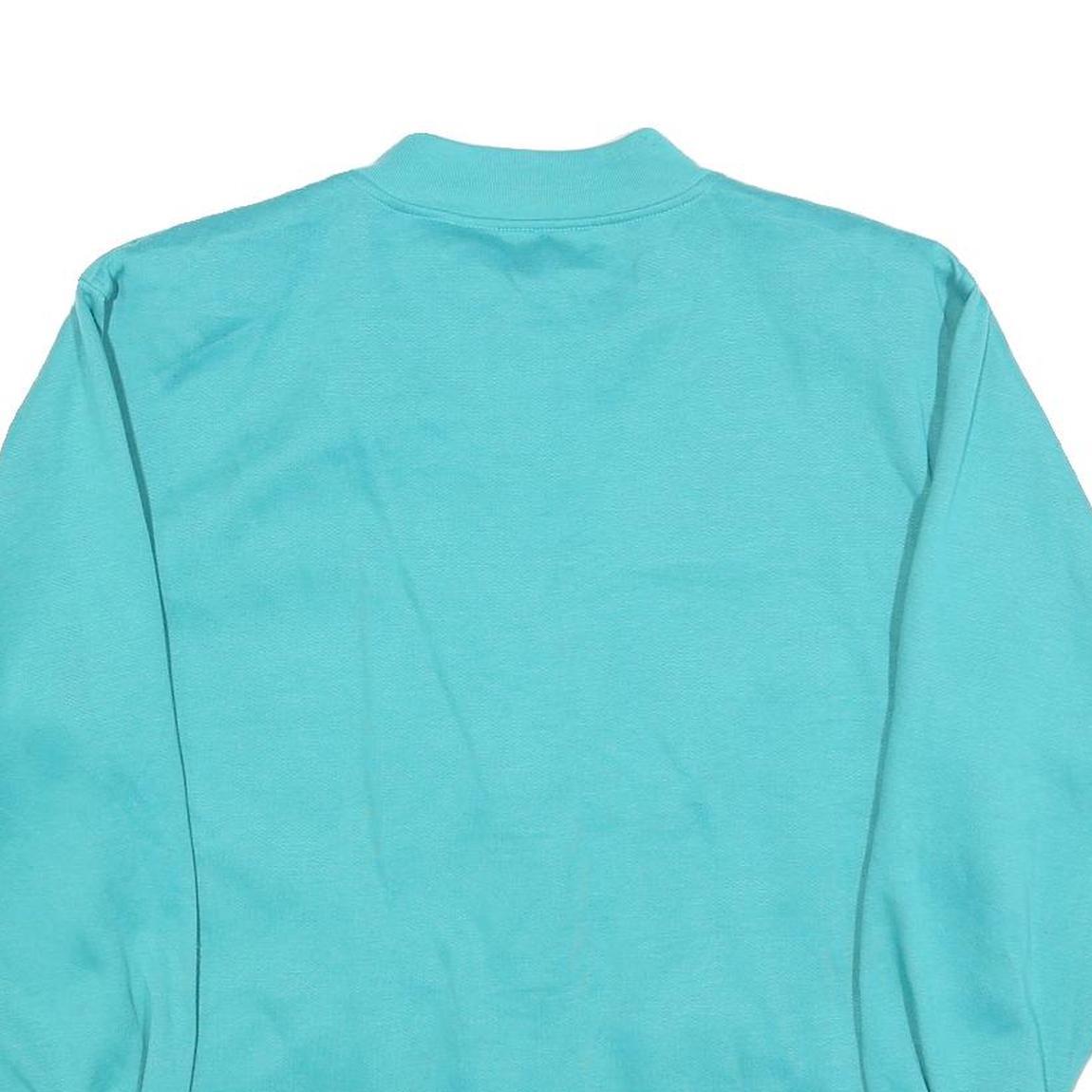 BLAIR Womens Blue Button Neck S Sweatshirt Cotton Blend Casual Comfort