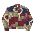 BLAZER GLORY Womens Burgundy & Blue Abstract Print Jacket L Polyester Zip