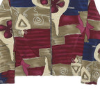 BLAZER GLORY Womens Burgundy & Blue Abstract Print Jacket L Polyester Zip
