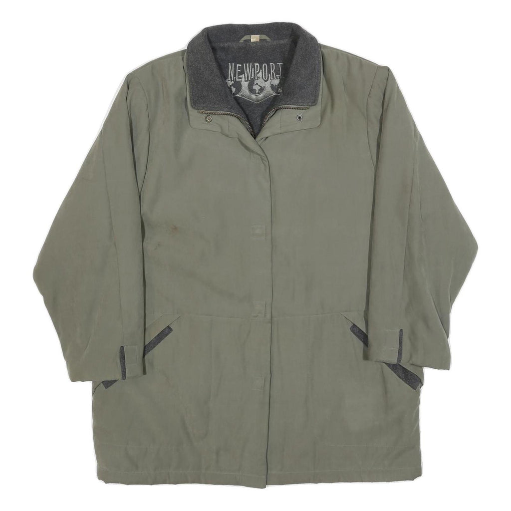 NEWPORT Womens Green & Grey Zip Jacket L Polyester Blend Plain Stylish Comfort