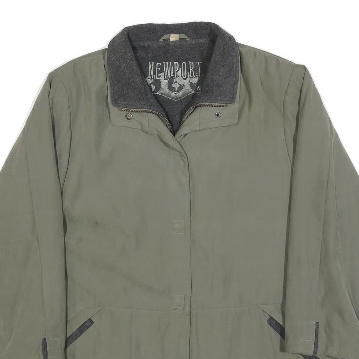 NEWPORT Womens Green & Grey Zip Jacket L Polyester Blend Plain Stylish Comfort