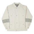 Mens Beige & Grey Cotton Blend Button Jacket L Plain Casual Lightweight