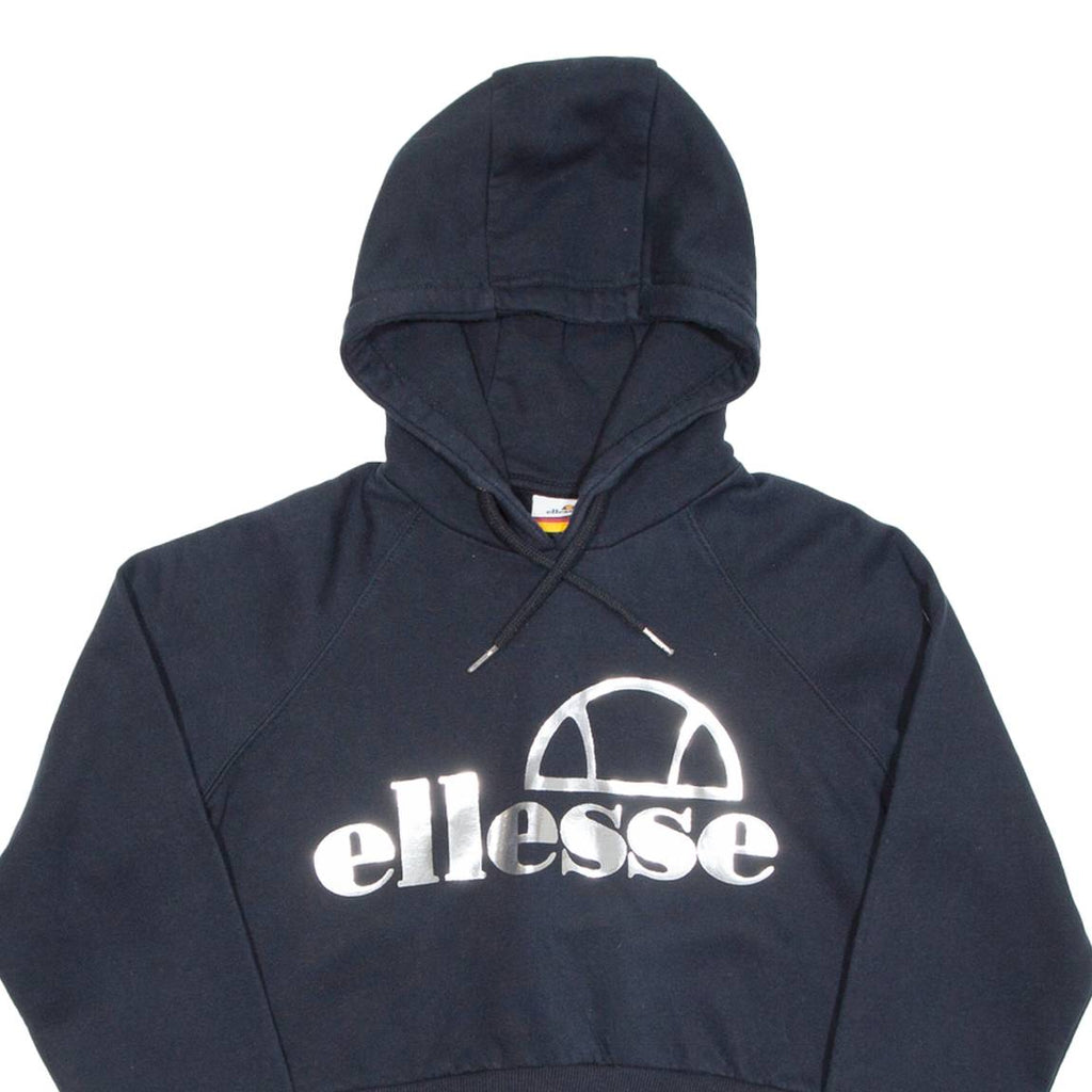 ELLESSE Cropped Womens Black Hoodie Pullover UK 8