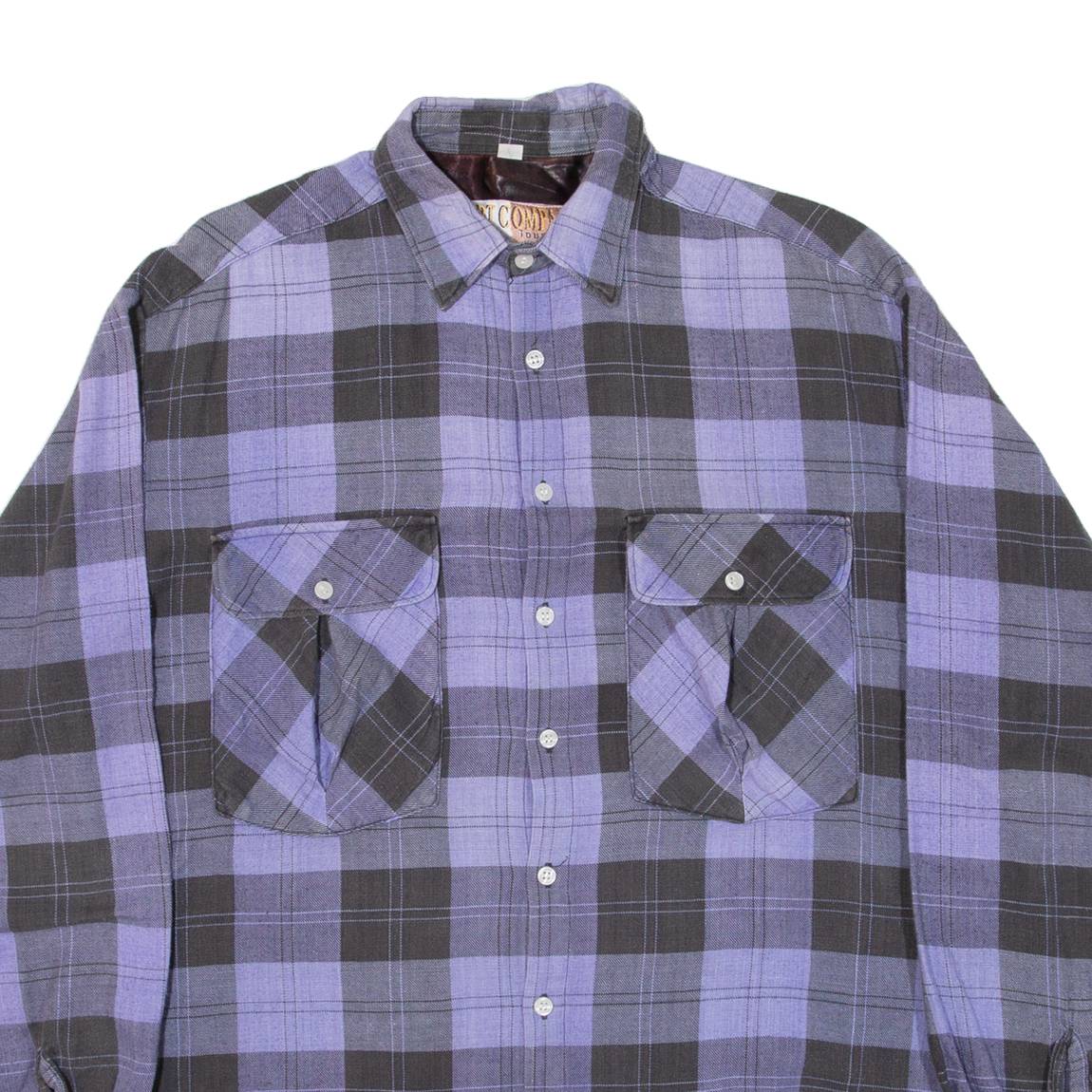 SHIRT COMPANY Mens Shirt Purple Check Long Sleeve M