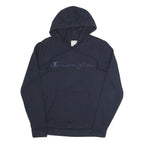 CHAMPION Mens Navy Pullover Hoodie S Cotton Blend Casual Logo Sweatshirt