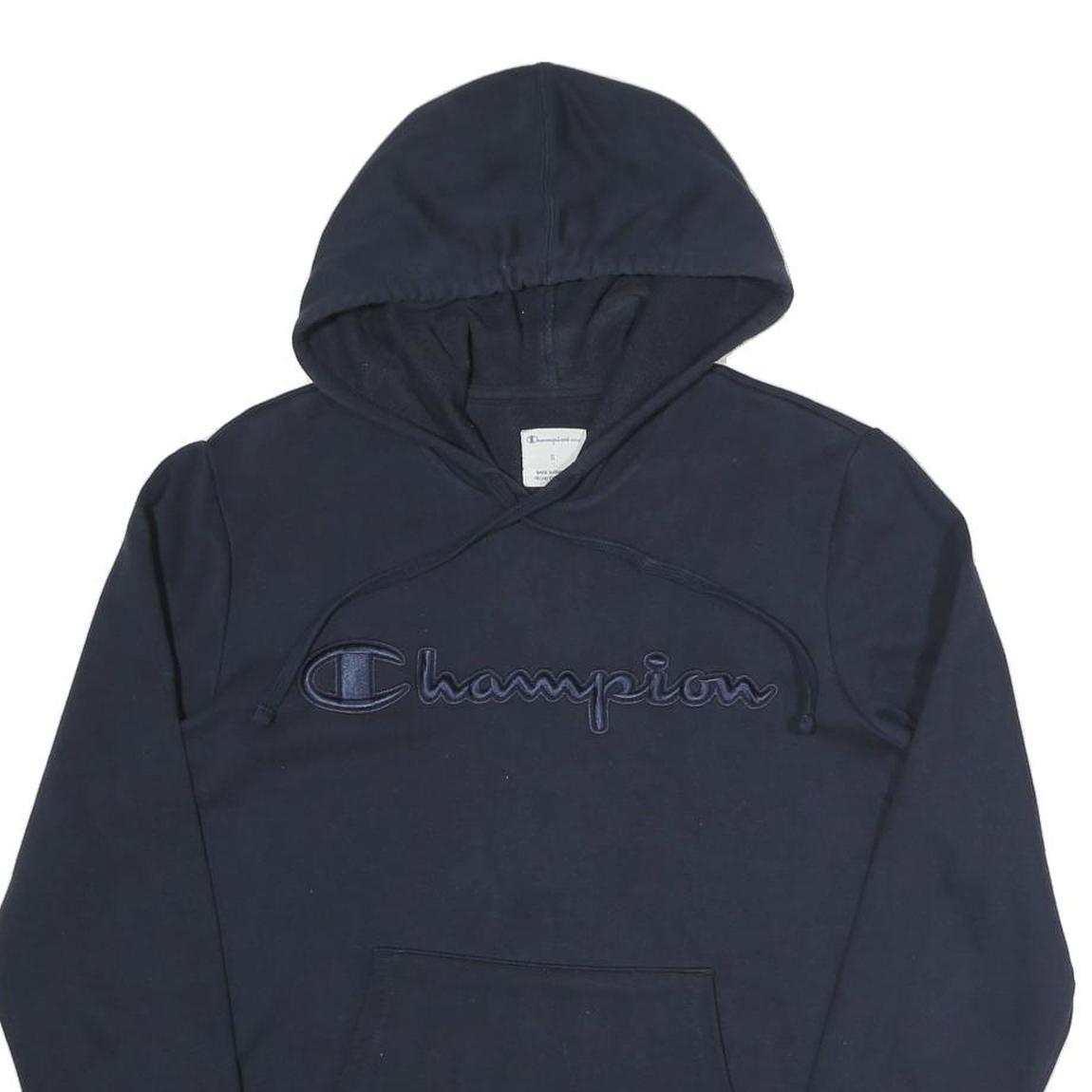 CHAMPION Mens Navy Pullover Hoodie S Cotton Blend Casual Logo Sweatshirt