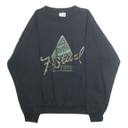 CLUB Mens Black Festival Of Trees Crew Neck M Cotton Blend Sweatshirt