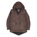 CARHARTT Mens Brown Hooded Zip Jacket S Cotton Blend Plain Workwear Durable