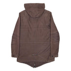 CARHARTT Mens Brown Hooded Zip Jacket S Cotton Blend Plain Workwear Durable