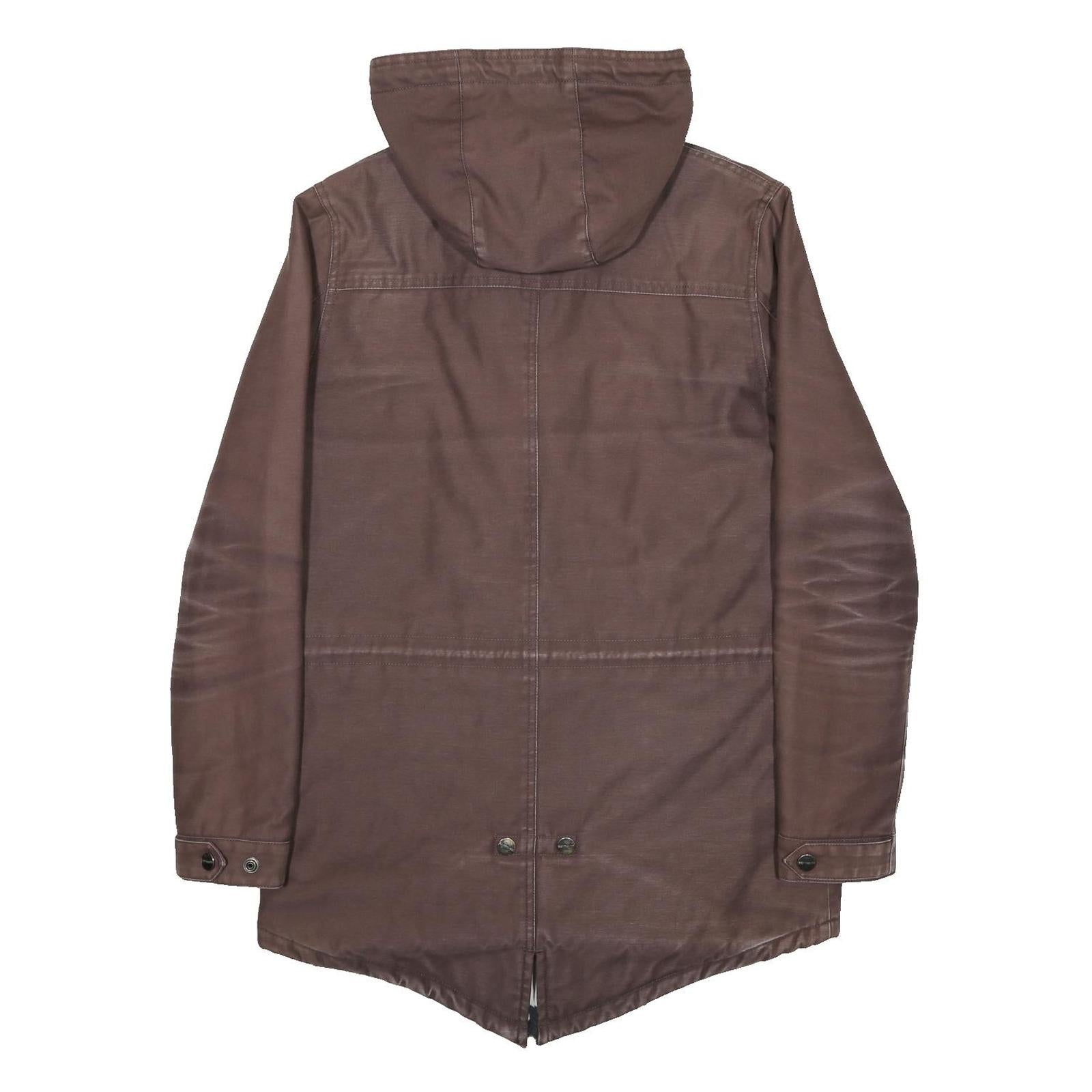 CARHARTT Mens Brown Hooded Zip Jacket S Cotton Blend Plain Workwear Durable