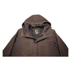 CARHARTT Mens Brown Hooded Zip Jacket S Cotton Blend Plain Workwear Durable