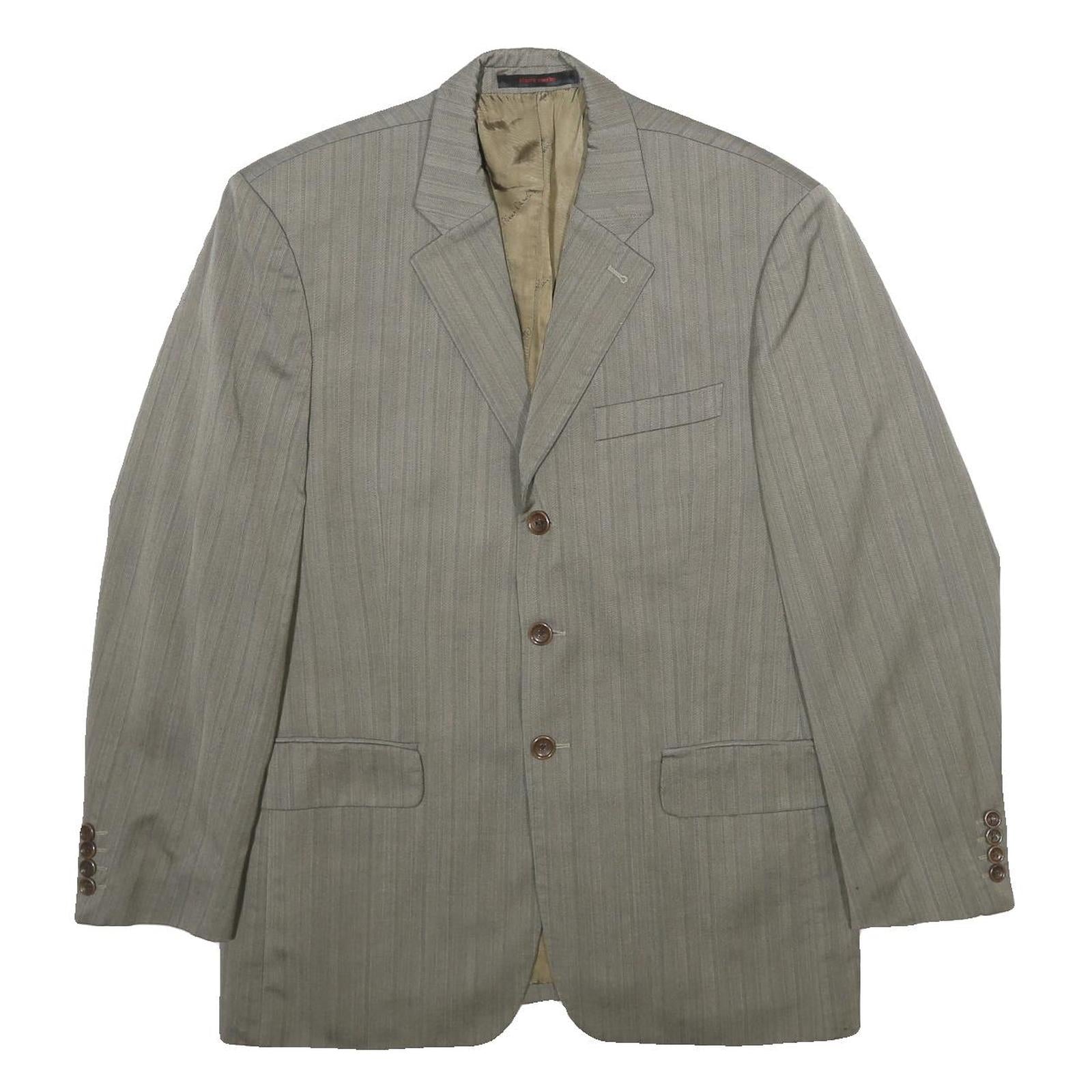 PIERRE CARDIN Mens Grey Wool Pinstripe Tailored Jacket L