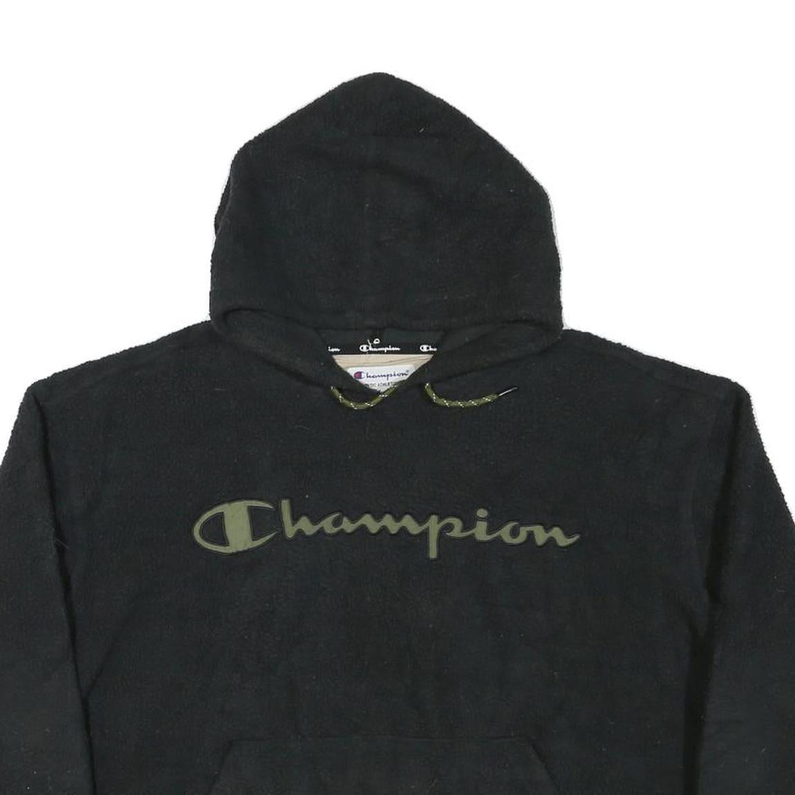 CHAMPION Womens Black Hoodie XL Pullover Logo Fleece Casual Sweater