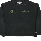 CHAMPION Womens Black Hoodie XL Pullover Logo Fleece Casual Sweater