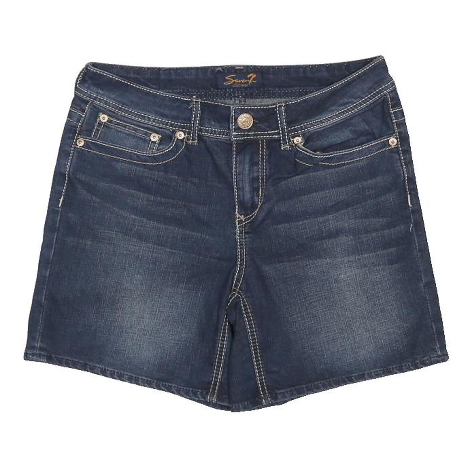 SEVEN 7 Womens Shorts Blue Denim Casual UK 10 W29 Stylish Embroidered Pockets
