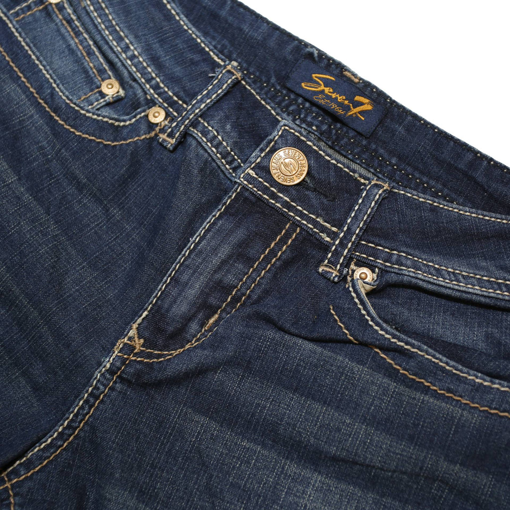 SEVEN 7 Womens Shorts Blue Denim Casual UK 10 W29 Stylish Embroidered Pockets