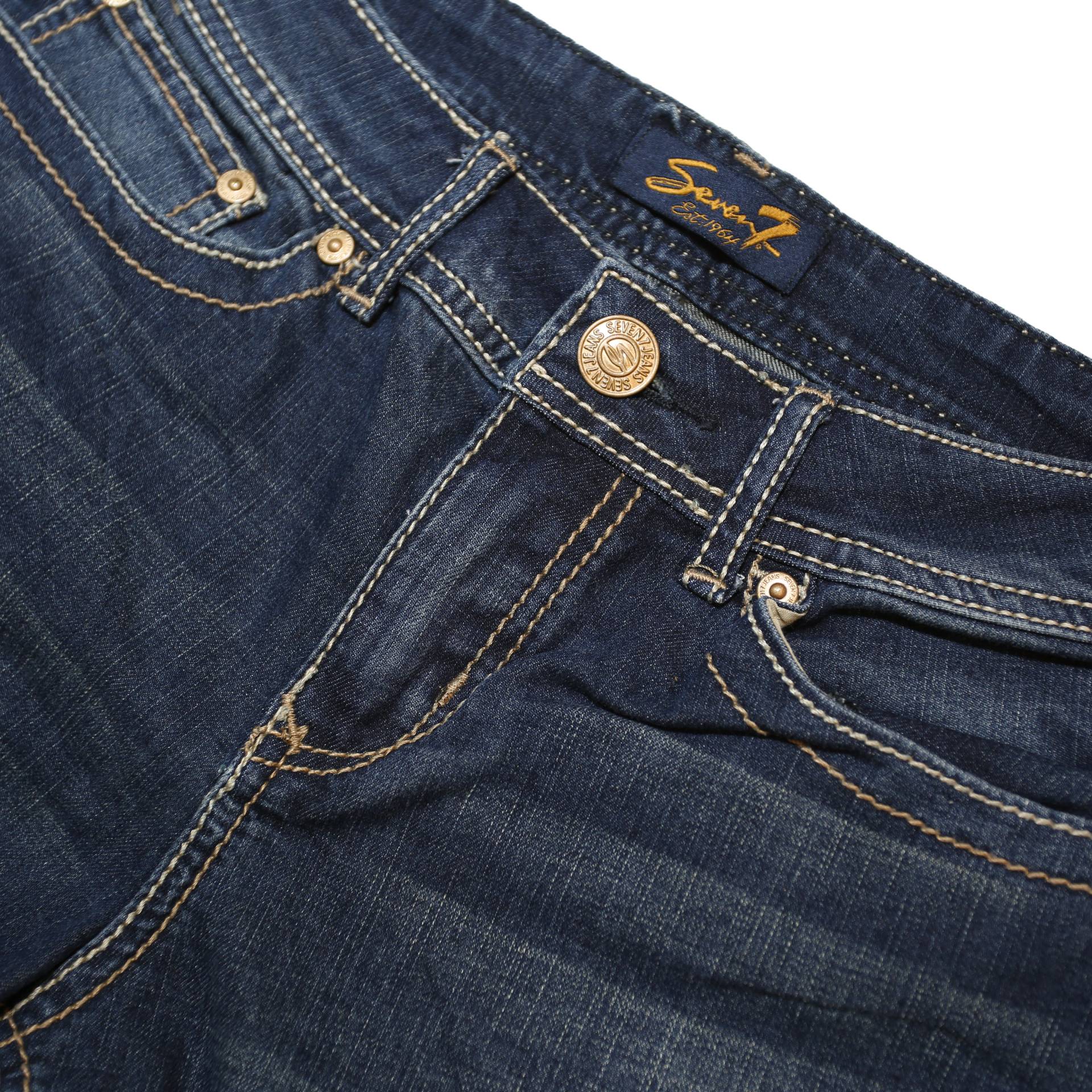 SEVEN 7 Womens Shorts Blue Denim Casual UK 10 W29 Stylish Embroidered Pockets