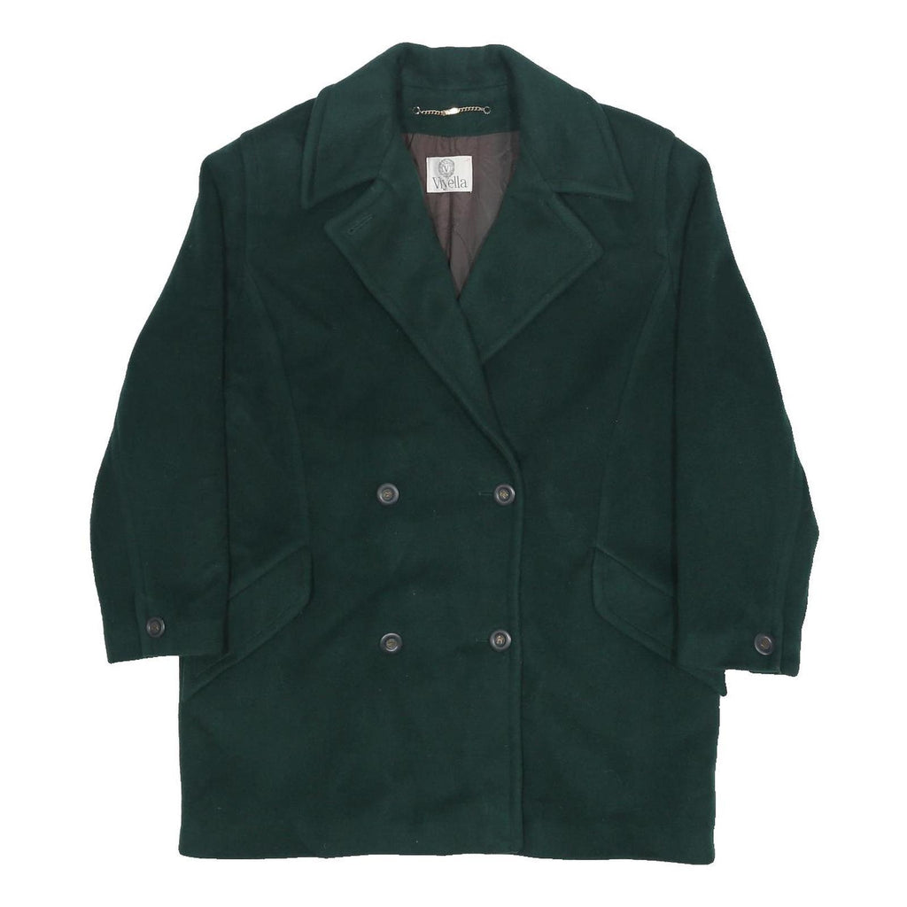 VIYELLA Womens Green Wool Blend Button Jacket UK 14 Classic Regular Fit Plain